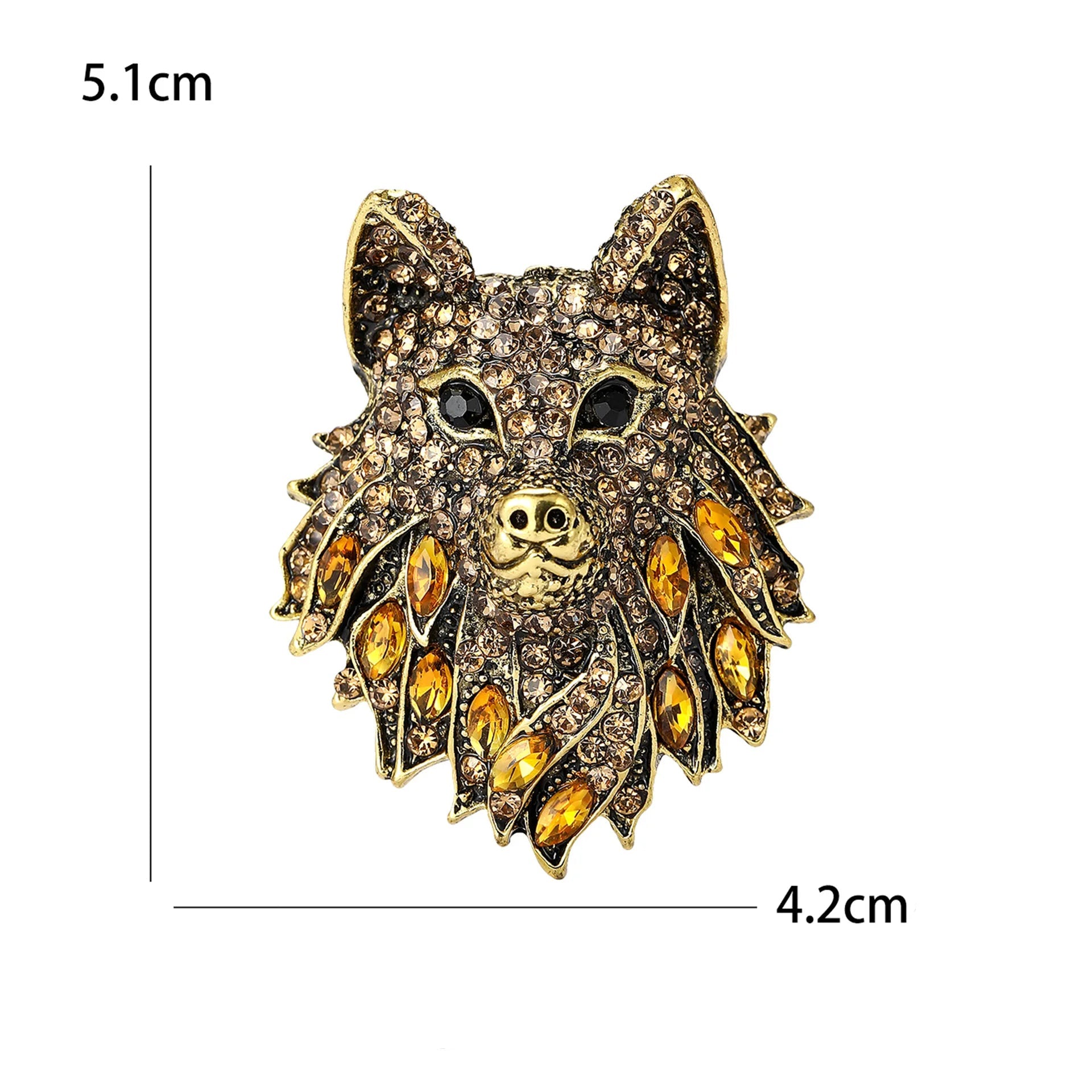 Requintado liga strass lobo cabeça broche high-end terno masculino casaco pinos acessório para festa