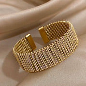 Pulseira vintage de malha trançada de aço inoxidável, punho clássico, joias à prova d'água para mulheres, homens, uso diário de festa, joias, presentes