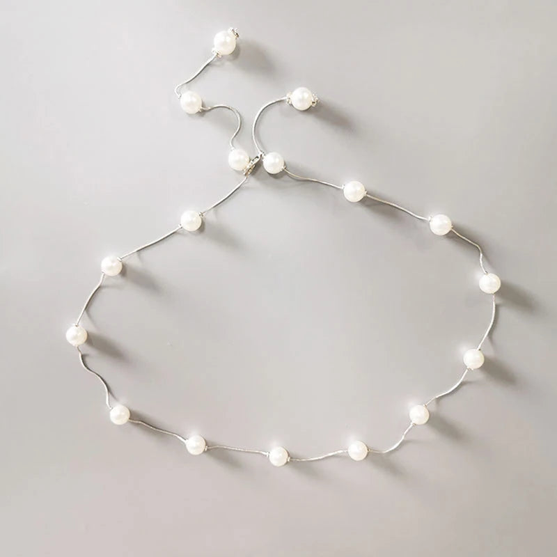 Cinto de pérola ajustável para mulheres, elegante corrente fina, cintura fina, ouro e prata, vestido feminino, joias decorativas