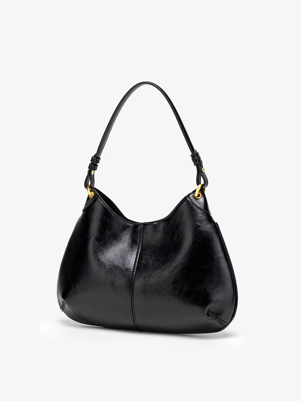 Bolsa de Ombro Elegante em Couro Vegano Preto com Grande Capacidade