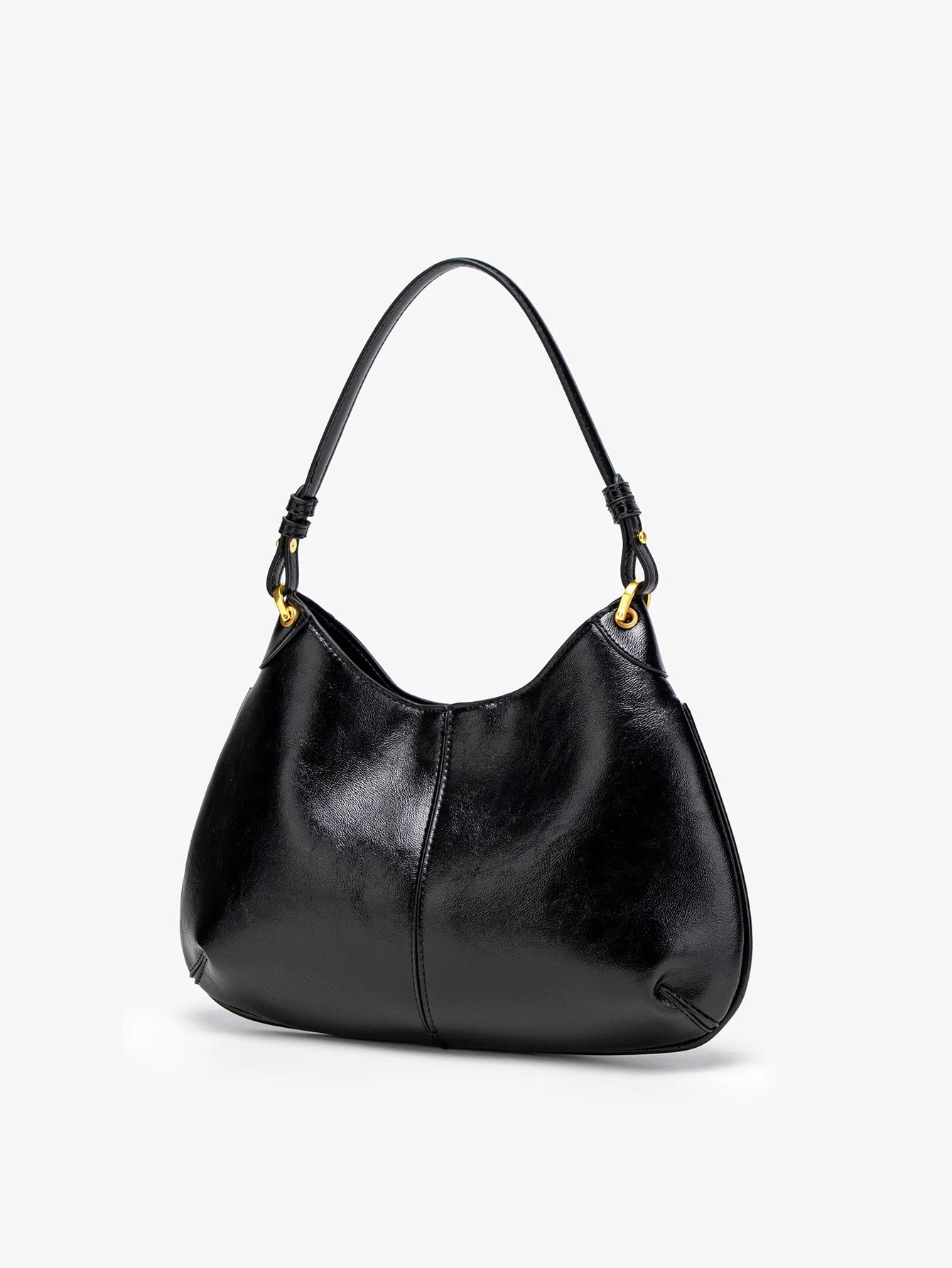 Bolsa de Ombro Elegante em Couro Vegano Preto com Grande Capacidade