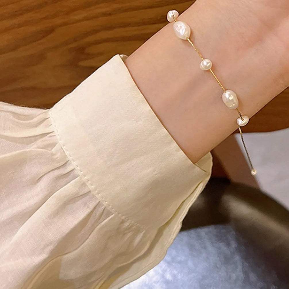 Pulseira Pérola Talão Para Mulheres, Corrente Delgada, Presente Elegante, Jóias De Noivado De Casamento