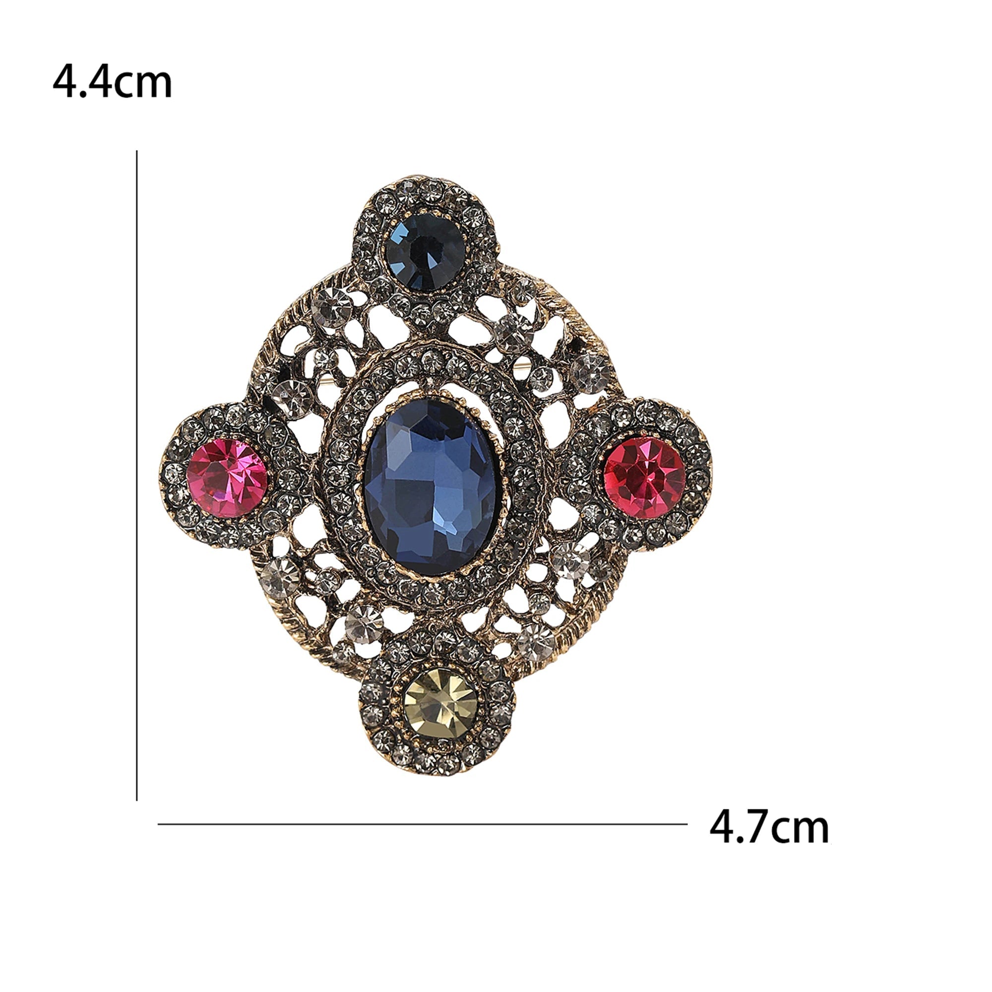 Broches barroco vintage para mulheres, crachá redondo, jóias strass, acessórios para festa de escritório, presentes amigos, unissex