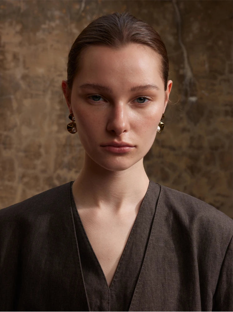 Yhpup elegante imitação de pérolas redondas geométricas brincos pendurados elegantes de aço inoxidável coreano joia diária presente