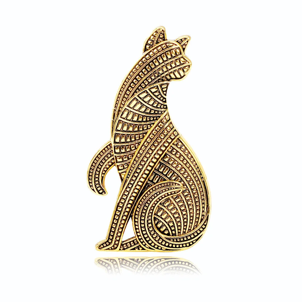 Broche Gato Vintage com Strass Design Elegante Feminino