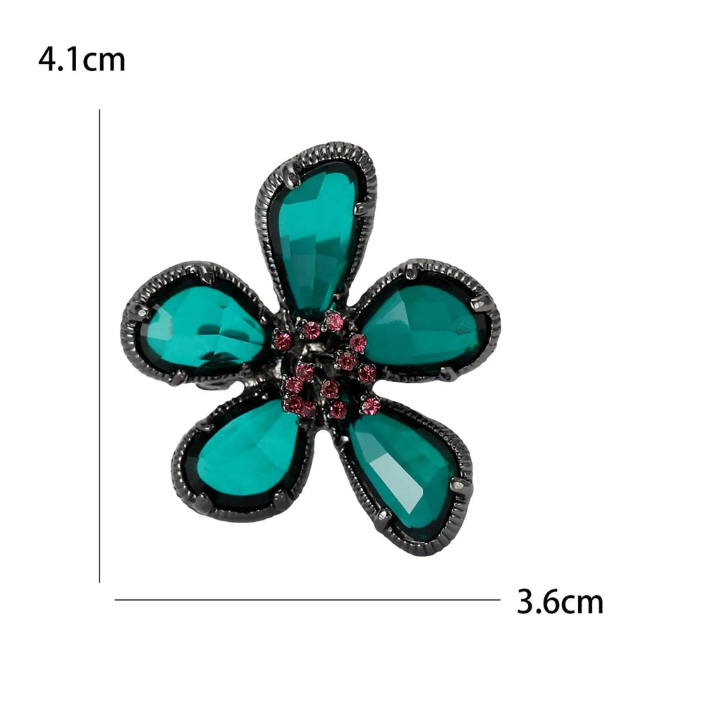 Broche de Flor em Strass e Cristal para Acessórios Premium