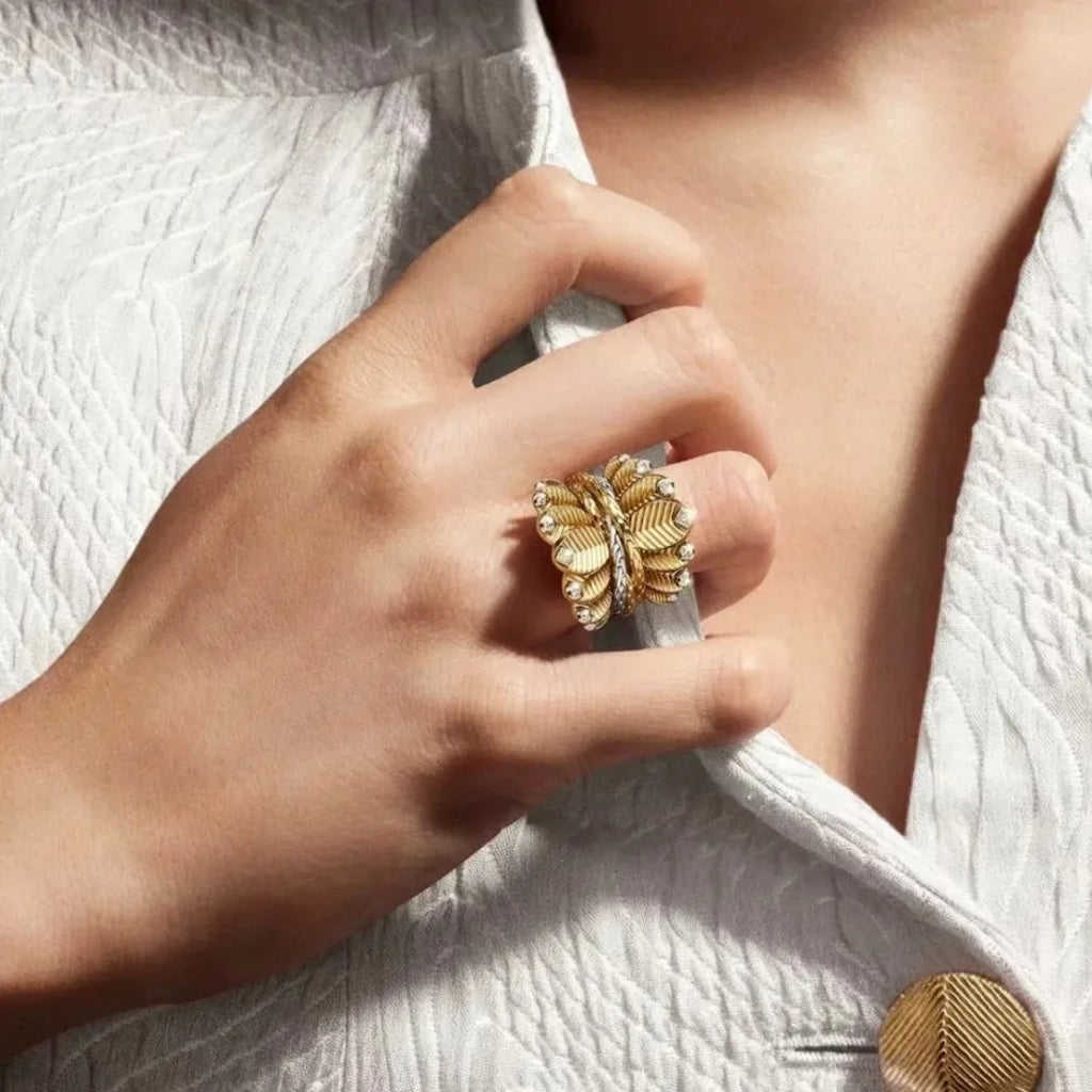 Design de inspiração cameo retro folha pena anéis para mulheres estilo tribunal requintado anel de luxo encantos banquete jóias presente