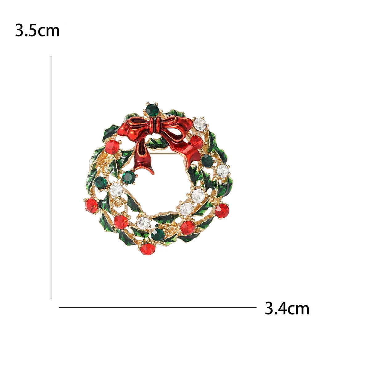 Broche Guirlanda de Natal com Strass Design Elegante Feminino