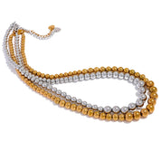 Yhpup contas de aço inoxidável artesanal moda corrente colar pulseira 18k pvd banhado à prova de ferrugem texturizado unissex jóias das mulheres dos homens