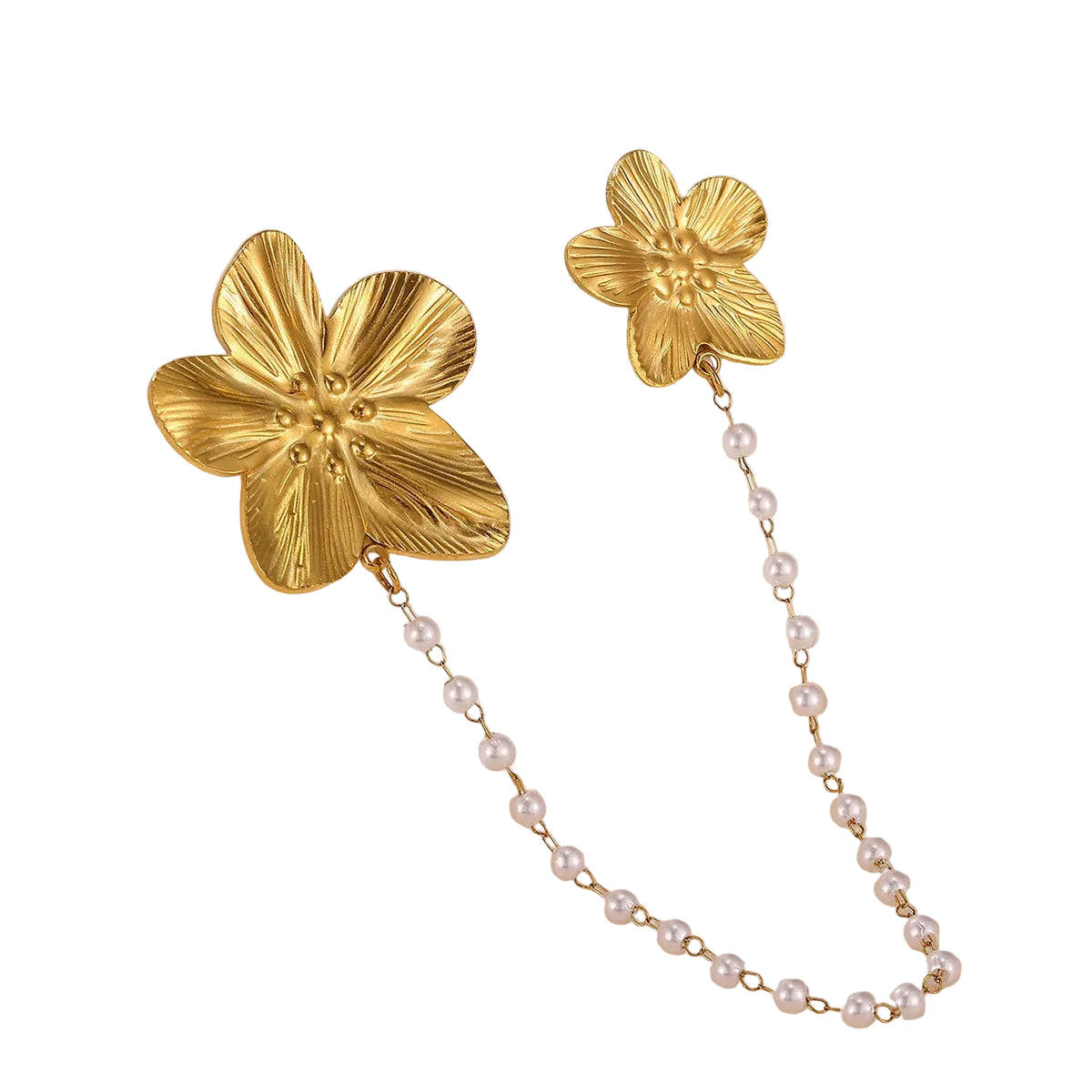 Broche Flor com Pérola e Corrente Design Elegante Feminino
