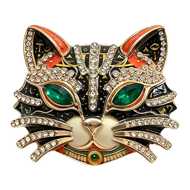 Broche Gato Cool com Strass e Esmalte Elegante Feminino