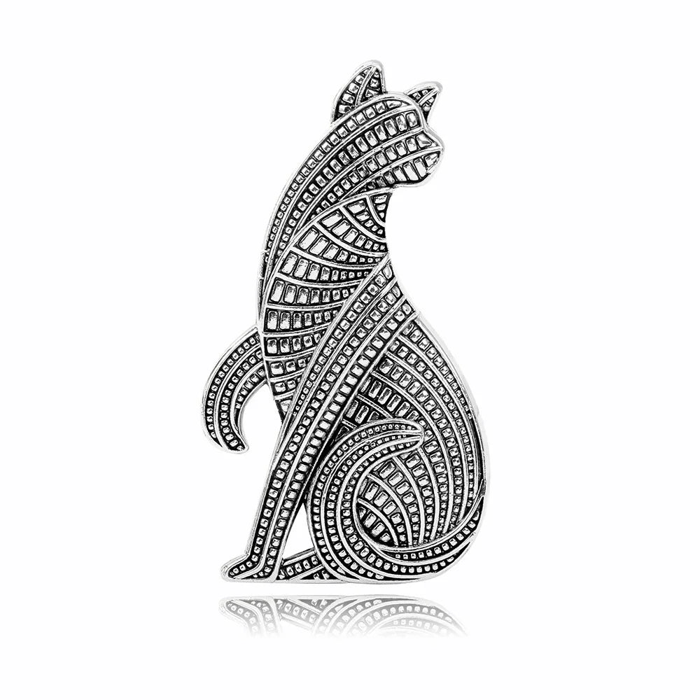 Broche Gato Vintage com Strass Design Elegante Feminino