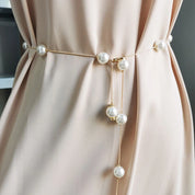 Cinto de pérola ajustável para mulheres, elegante corrente fina, cintura fina, ouro e prata, vestido feminino, joias decorativas