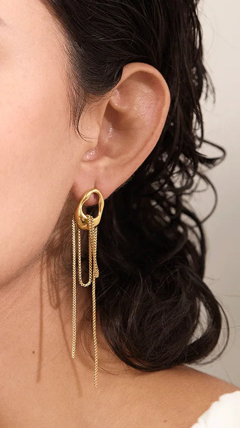 Yhpup 316l aço inoxidável geométrico borla corrente gota balançar brincos para mulheres temperamento popular à prova dwaterproof água jóias presente