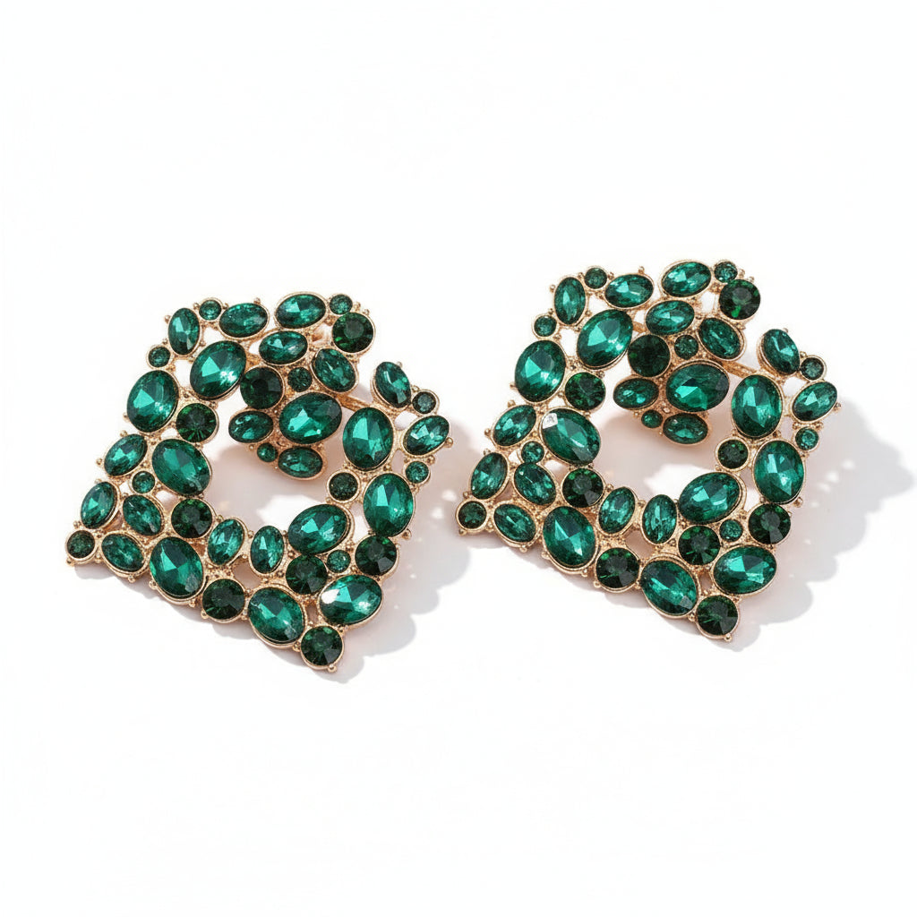 Clássico artesanal colorido strass balançar brincos vintage charme fada grunge luxo quadrado pendientes pingente emo jóias