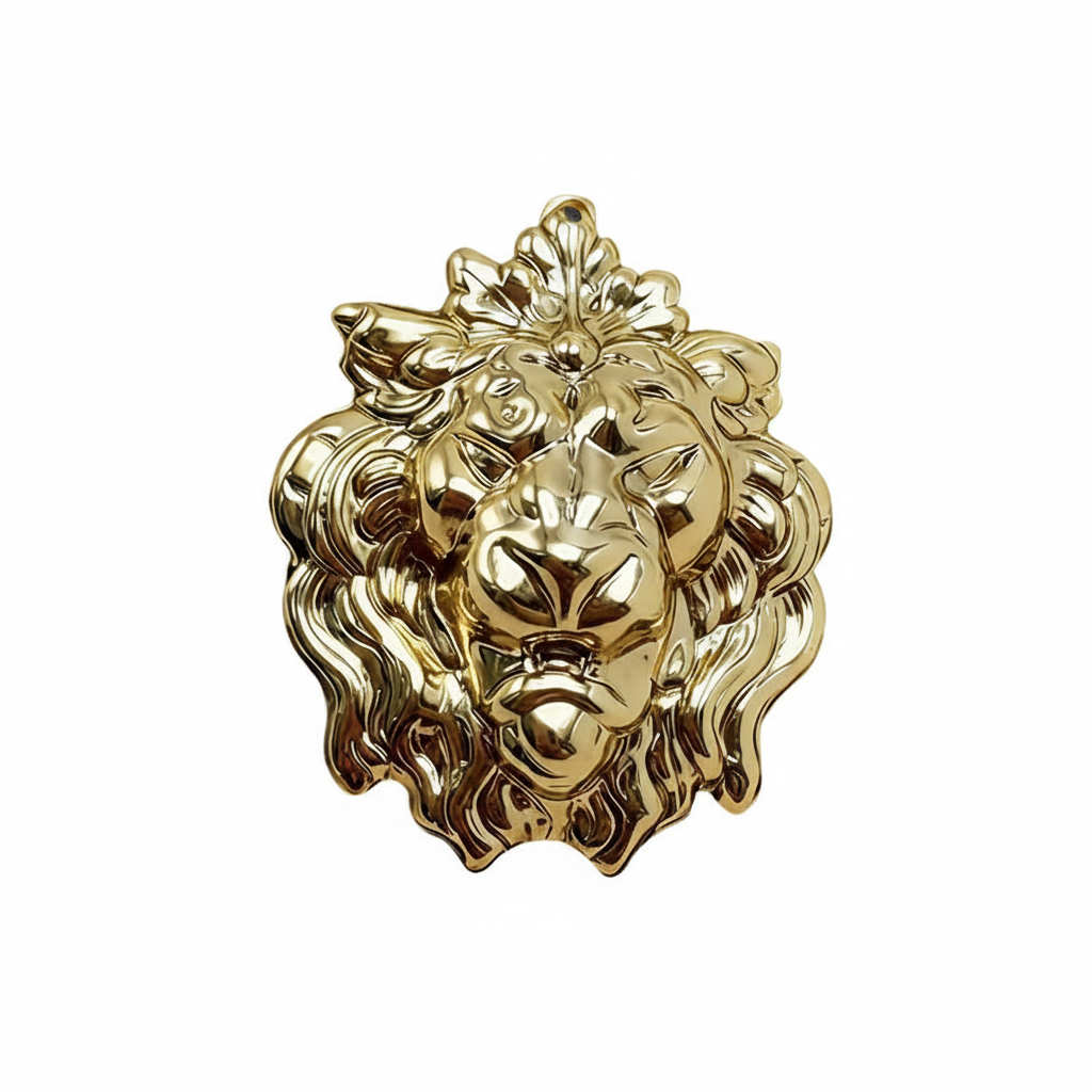 Broche Cabeça de Leão Dourado Estilo Ocidental