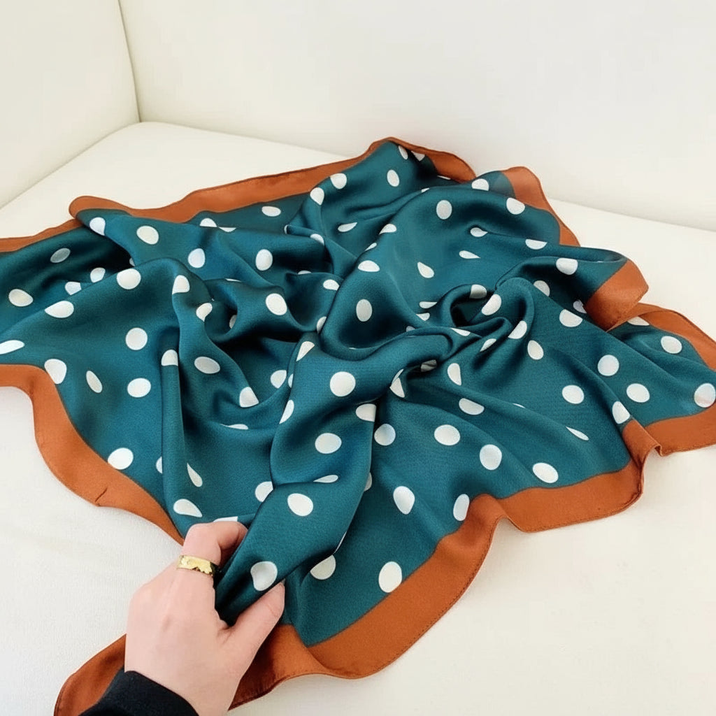 70*70cm moda lenço dot print seda cetim pescoço cachecol para mulheres pequenos xales lenços de cabelo feminino saco cachecóis para senhoras