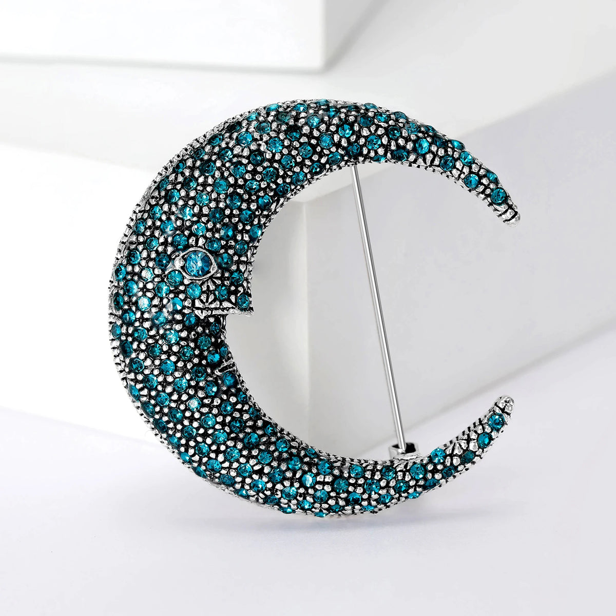 Broche Lua com Strass Design Elegante Feminino