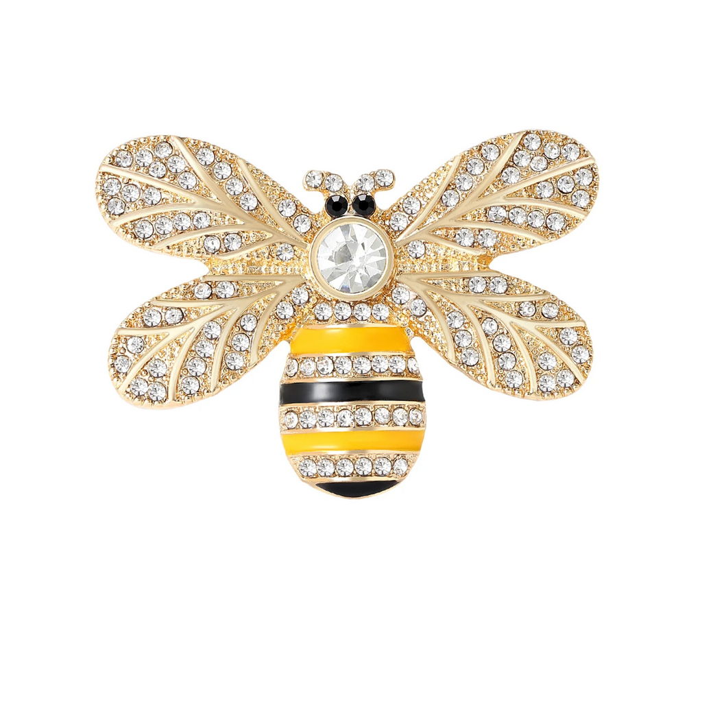 Broche Abelha Luxo com Strass – Elegância, Brilho e Prosperidade