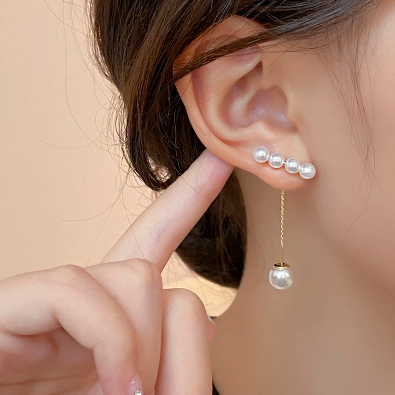 2025 design incomum metal earline pérola pingente brincos para vários acessórios de orelha de uso feminino jóias de moda para menina