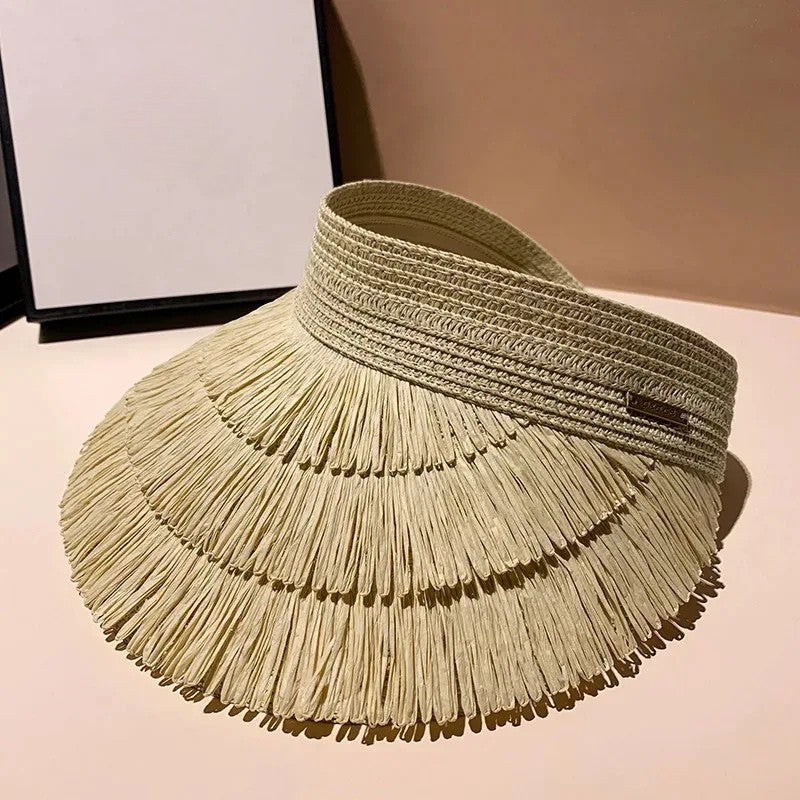 Chapéu de Palha Feminino com Franja e Proteção UV