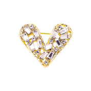 Coração de cristal brilhante anti-reflexo fivela pequeno broche moda lapela pino roupas versátil mini corsage botão pino jóias presentes