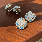 Estilo palácio retro pérola turquesa cristal flor brincos para mulheres novo em requintado brincos de alta qualidade jóias de casamento