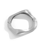 Ingemark Classic Vintage Matte Irregular Heavy Metal Chunky Wide Cuff Bangles Women Punk Gold Color Spring Bracelet Men Jewelry