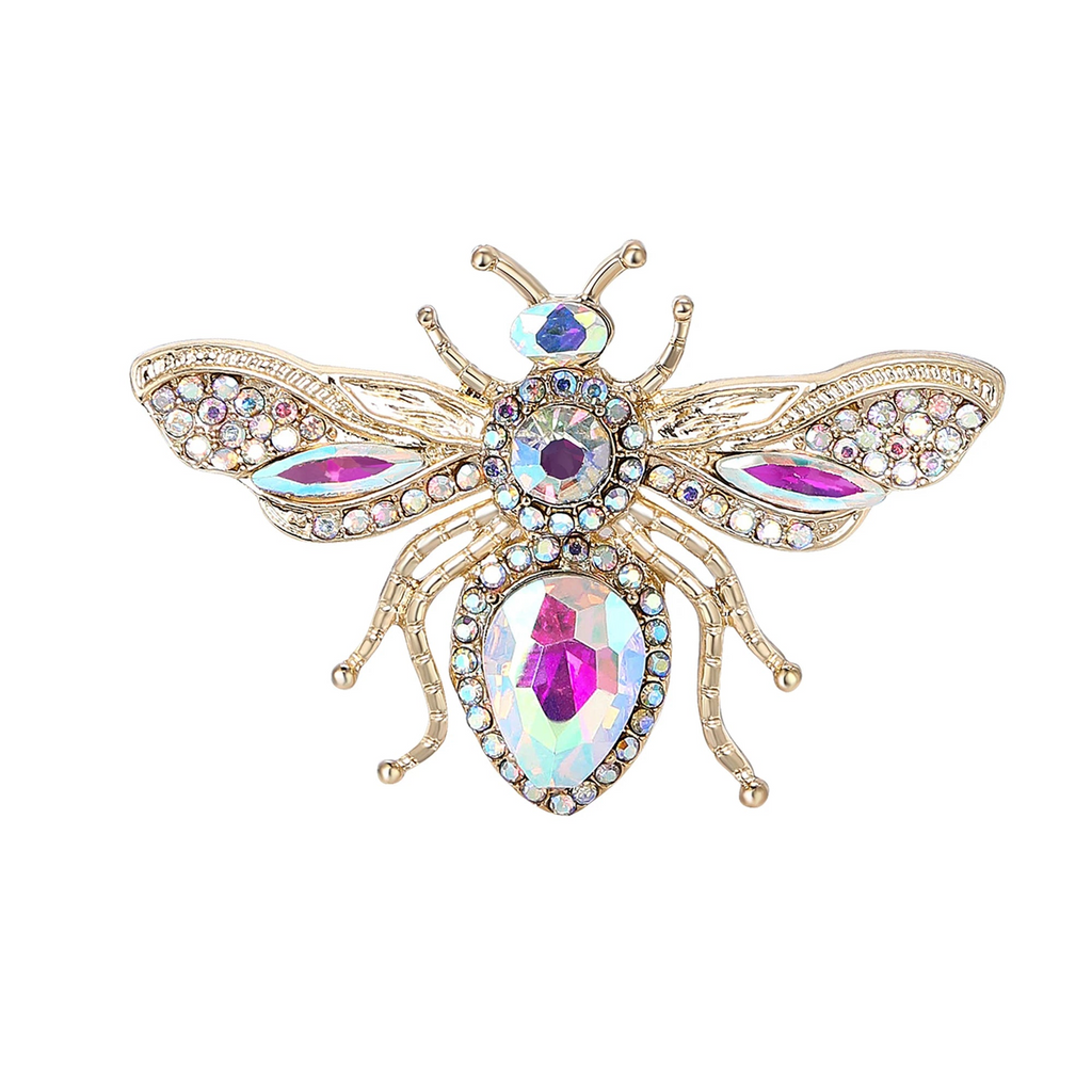 Broche Abelha Imperial com Cristais Multicoloridos