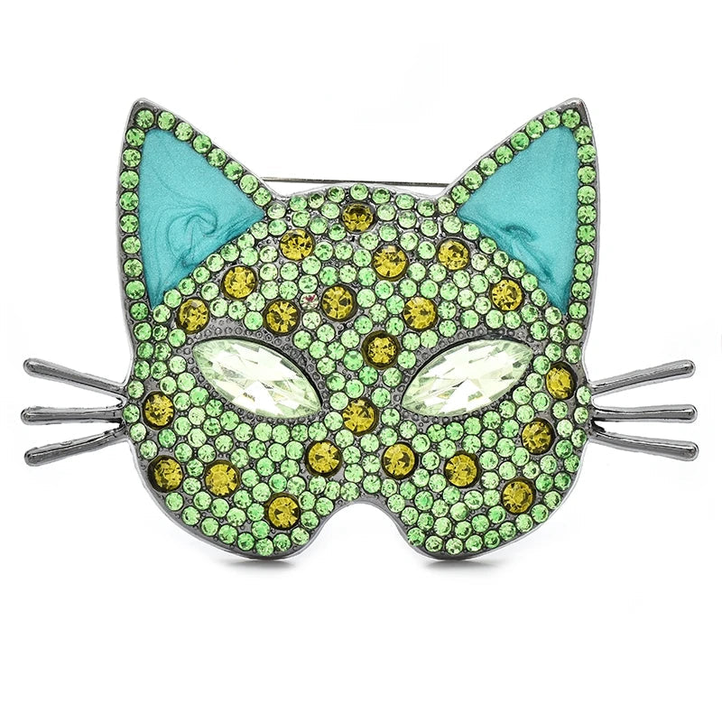 Wuli & baby broches de cabeça de gato brilhante para mulheres unissex 4 cores luxo adorável gatinho animais de estimação animal escritório festa broche pinos presentes
