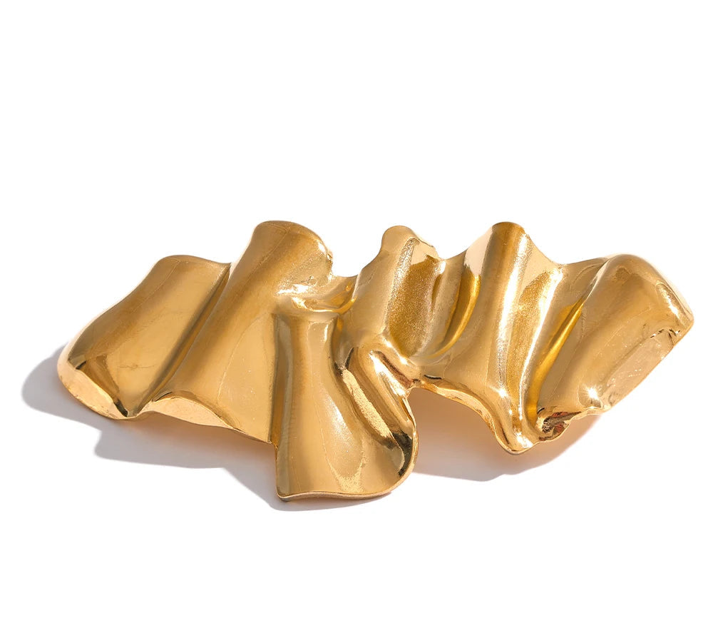 Yhpup Geometria Abstrata Moda Metal 18k Ouro PVD Banhado Broche Pin Roupas Acessórios Charme À Prova D 'Água Jóias Unissex