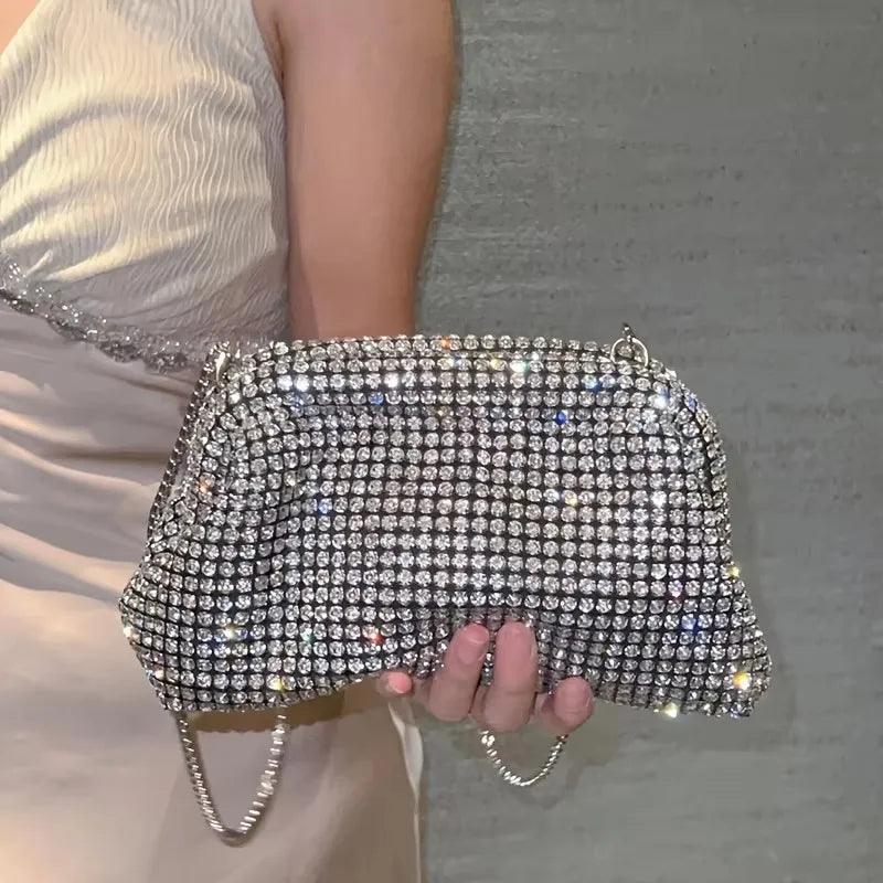 Luxo glitter nuvem saco de mão feminina cristal brilhante strass diamante saco noite festa casamento bolsa embreagem sacos ombro
