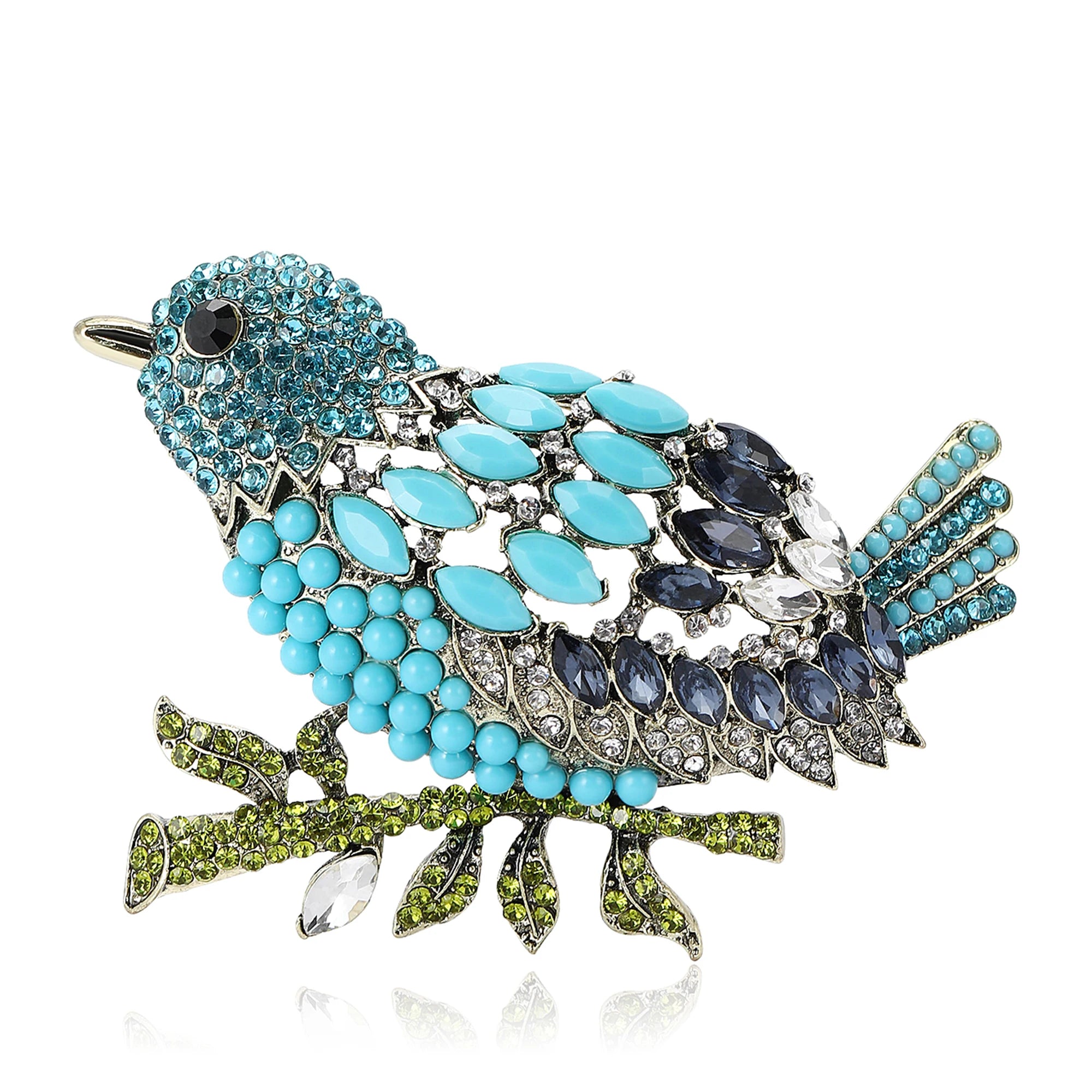 Broches de Pássaro Exquisitos com Strass Beaut&Berry para Mulheres, Pins de Animais Unissex, Acessórios de Joias para Festas Casuais, Presentes e Decoração