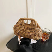 Retro tecido sacos de embreagem para as mulheres 2025 palha concha corrente bolsa mensageiro senhoras férias praia eco-friendly crossbody saco