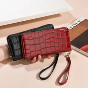 Carteira longa feminina high-end moda crocodilo padrão jacaré embreagem saco de cartão multifuncional saco com zíper carteira de moedas