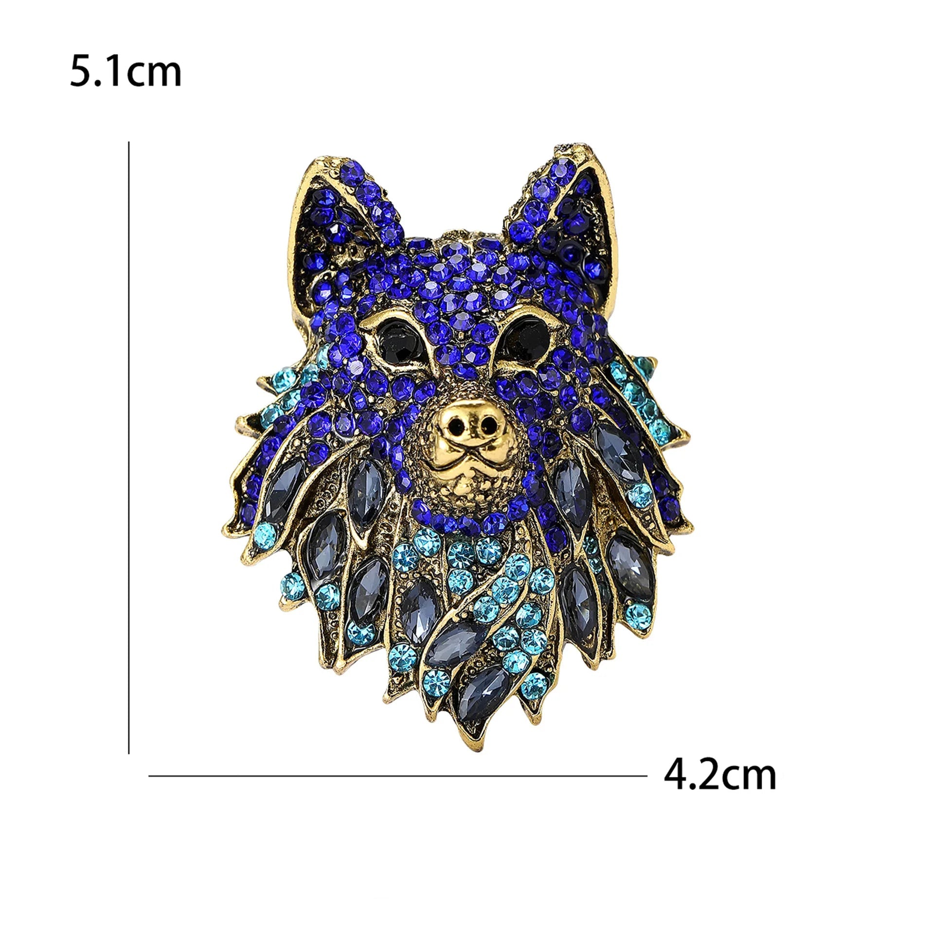 Requintado liga strass lobo cabeça broche high-end terno masculino casaco pinos acessório para festa