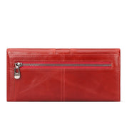 Carteira de couro genuíno para mulheres, bolsa de embreagem, bolsa de celular, bloqueio RFID, cartão de crédito, bolso com zíper, moda feminina