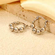 Luxukisskids brincos de argola dourados, moda simples, contas de bola, formato redondo, huggie, mulher/senhoras, aço inoxidável, minimalista