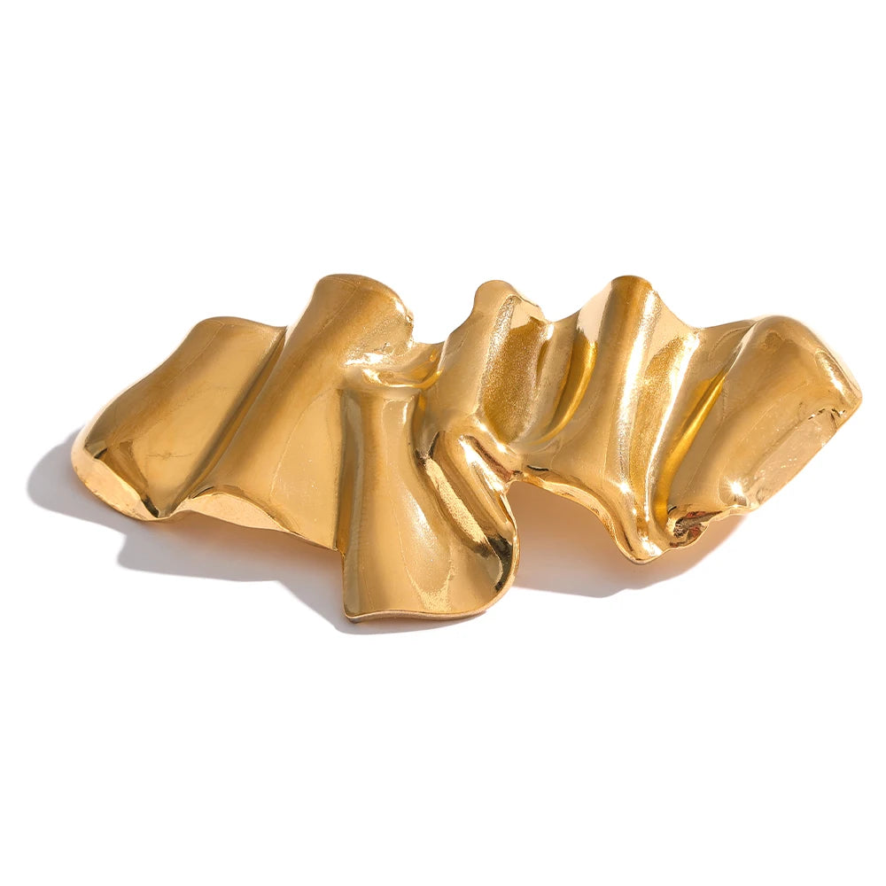 Yhpup Geometria Abstrata Moda Metal 18k Ouro PVD Banhado Broche Pin Roupas Acessórios Charme À Prova D 'Água Jóias Unissex