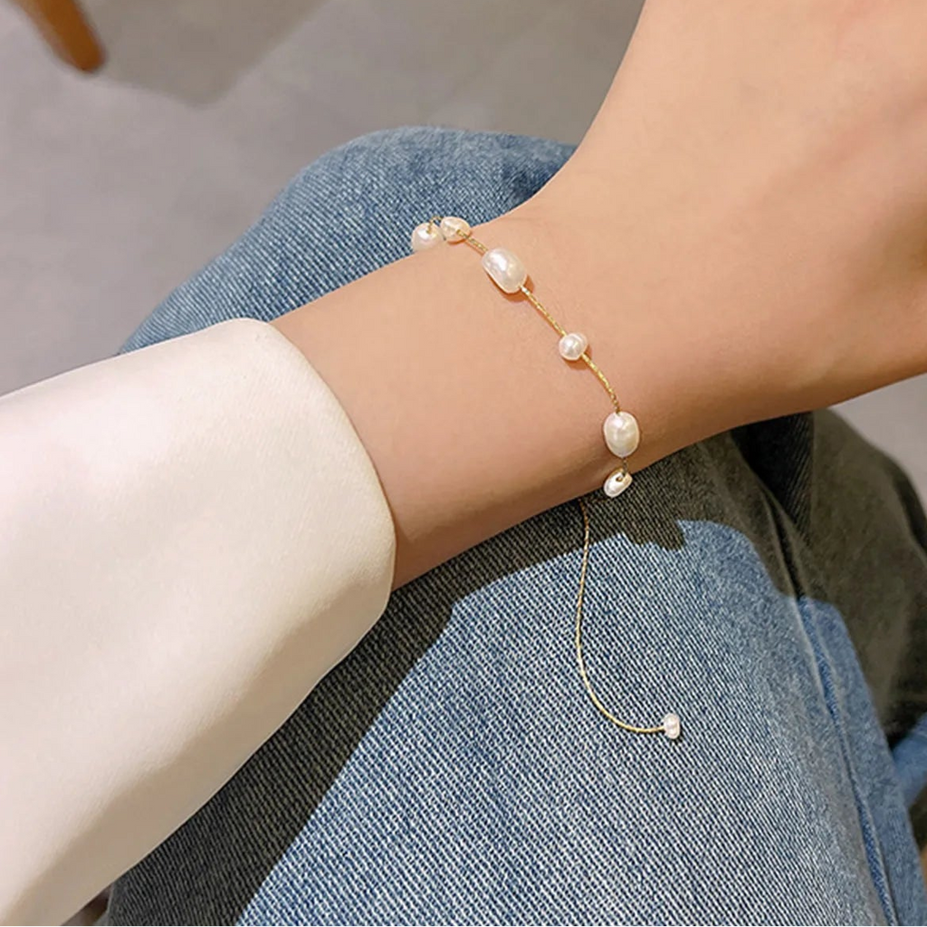 Pulseira Pérola Talão Para Mulheres, Corrente Delgada, Presente Elegante, Jóias De Noivado De Casamento