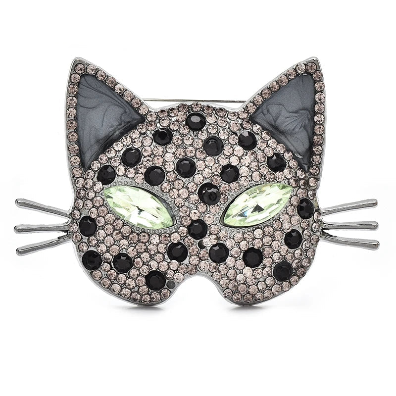 Wuli & baby broches de cabeça de gato brilhante para mulheres unissex 4 cores luxo adorável gatinho animais de estimação animal escritório festa broche pinos presentes