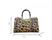 Bolsa feminina fashion com lantejoulas e estampa de leopardo personalizada com vários compartimentos e bolsa de ombro retrô