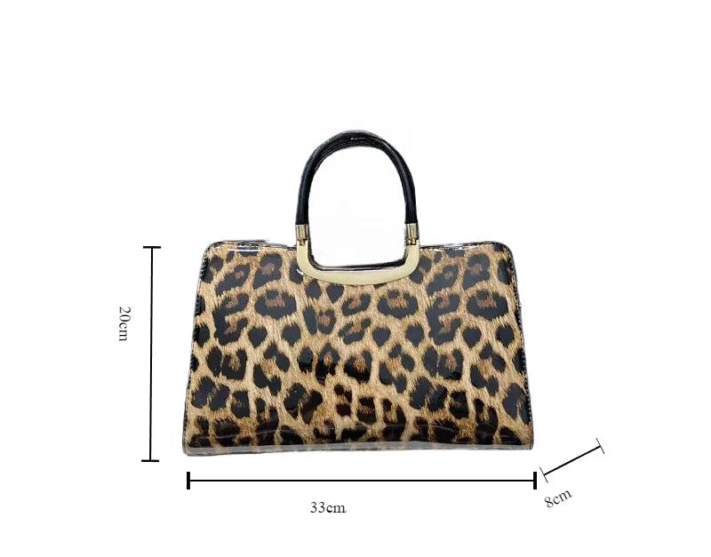 Bolsa feminina fashion com lantejoulas e estampa de leopardo personalizada com vários compartimentos e bolsa de ombro retrô