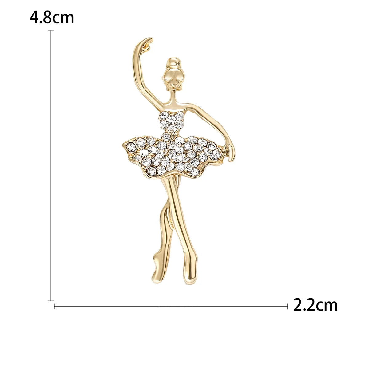 Broche Bailarina Esmaltado com Strass Elegante Feminino