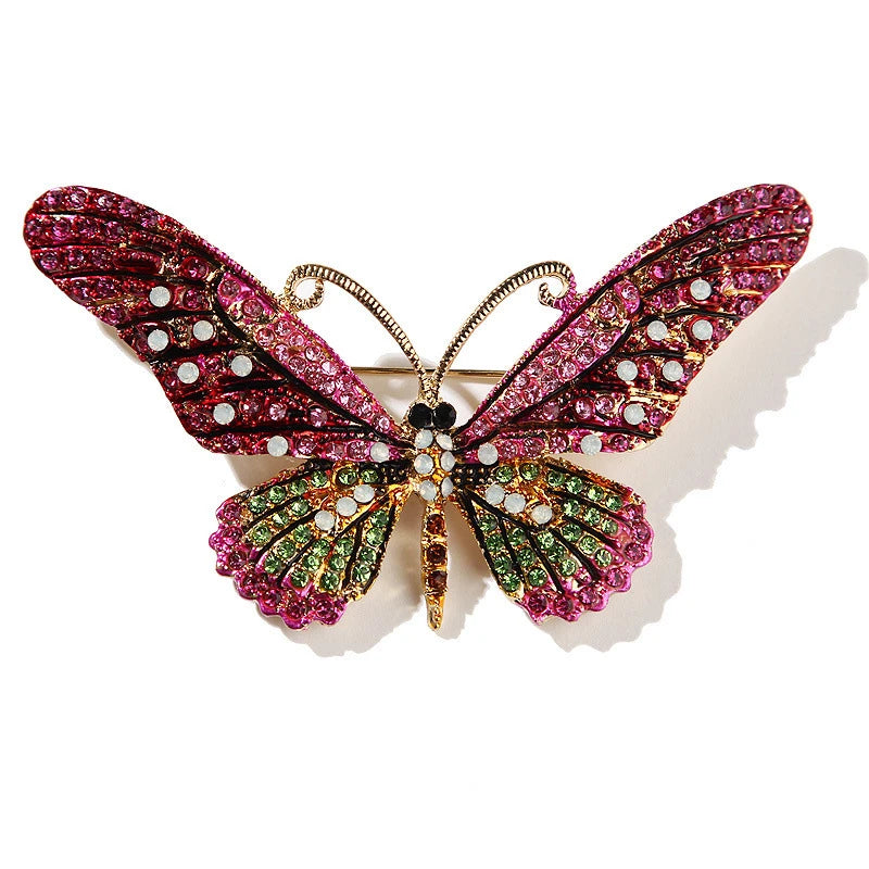 Borboleta colorida Designer Zircon Broche Mulheres Brilhante Crystal Lapel Pin Roupas luxuosas Jóias Acessórios