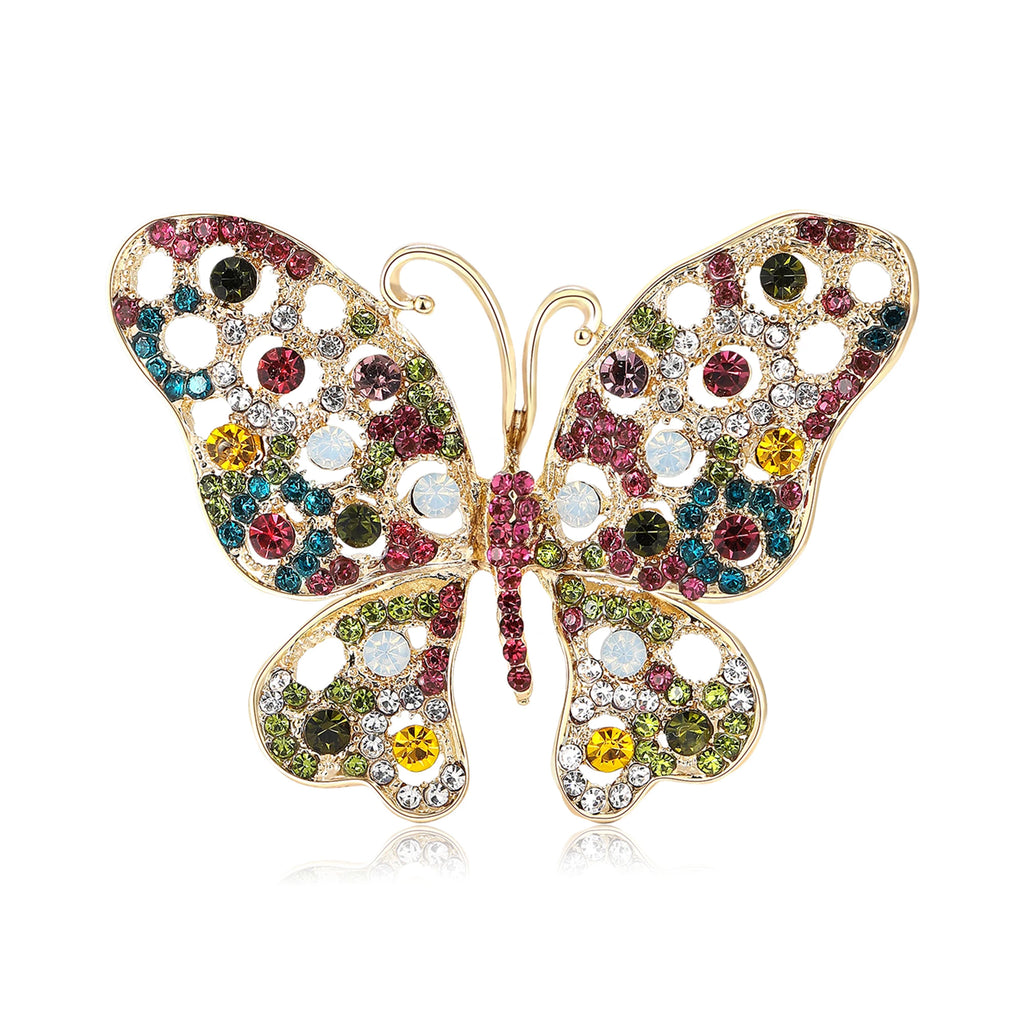 Beaut & Berry Broches de borboleta vintage com strass para mulheres, alfinetes de insetos unissex, acessórios de festa casuais, presentes, decoração de amigos
