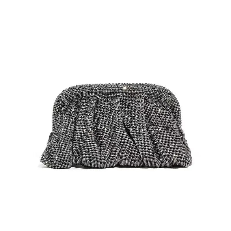 Glamourosa bolsa de noite com pérolas e strass para mulheres |   Embreagem elegante para performance em palco |   Bolsa brilhante para festa de casamento e baile 