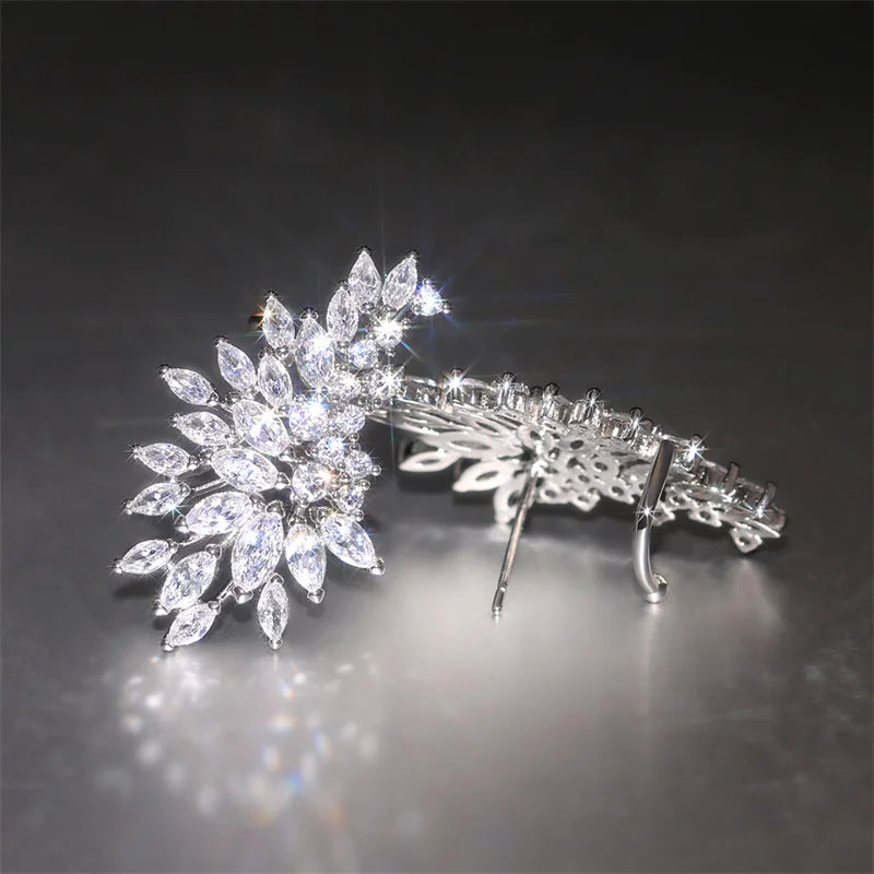 Huitan lindos brincos femininos completos com deslumbrante pedra cz espumante brincos de piercing de orelha joias de festa dropshipping