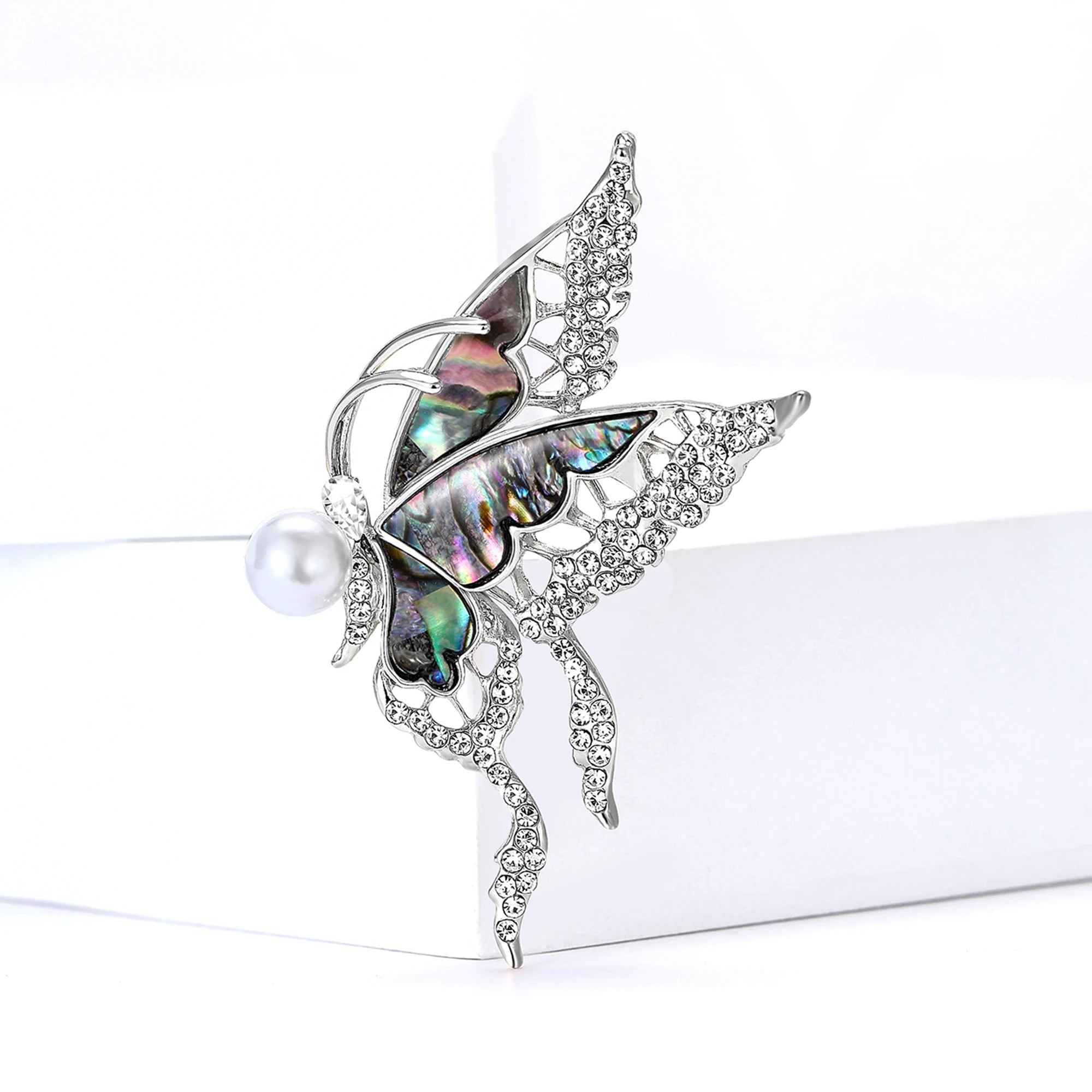 Moda concha borboleta broches para mulheres strass inseto pinos evento festa presentes nova mochila decoração roupas acessórios