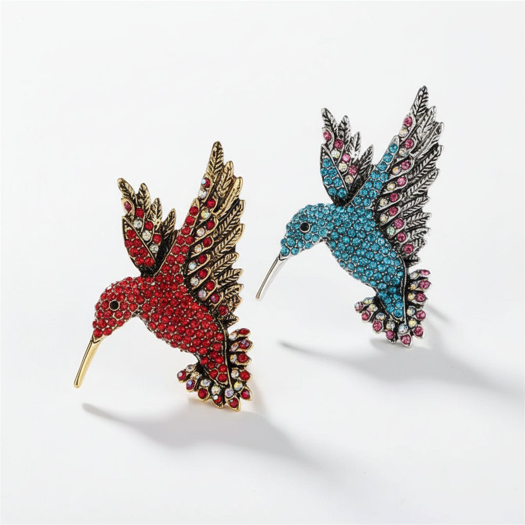 Feminino animal pino broche colorido strass beija-flor broches moda roupas acessórios festa casaco cachecol jóias